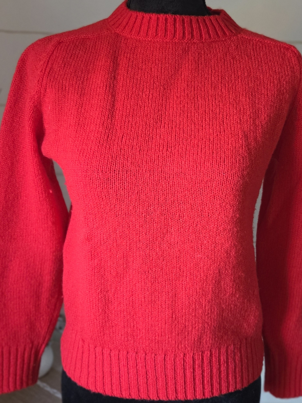 Vintage Pendleton Wool Sweater Red Crewneck Knit M Cabin Minimalist Autumn Layer